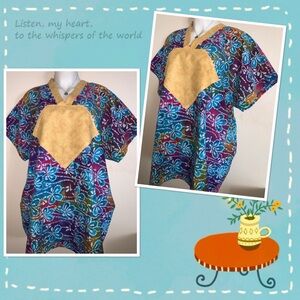 Bubu dress kaftan  plus size 1x-3x batik print with pockets